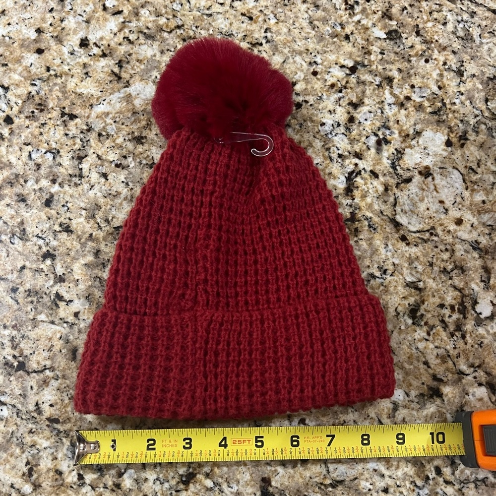 New - Style & Co. Red Knit Beanie with Pom-Pom in Red - Picture 4 of 6